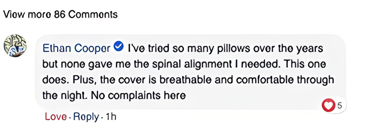 Customer reviews from verified Australian buyers praising Terra Wellness Ergonomic Pillow 2.0 for neck pain relief