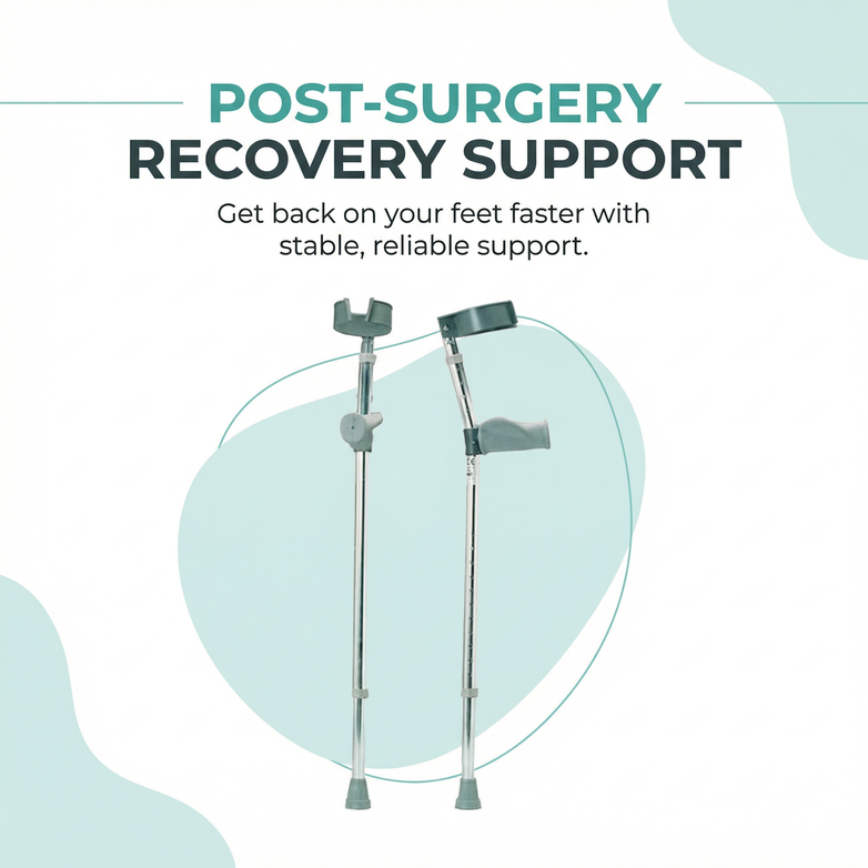 Forearm Elbow Crutches (Pair) - Adjustable, Heavy-Duty Support up to 160kg