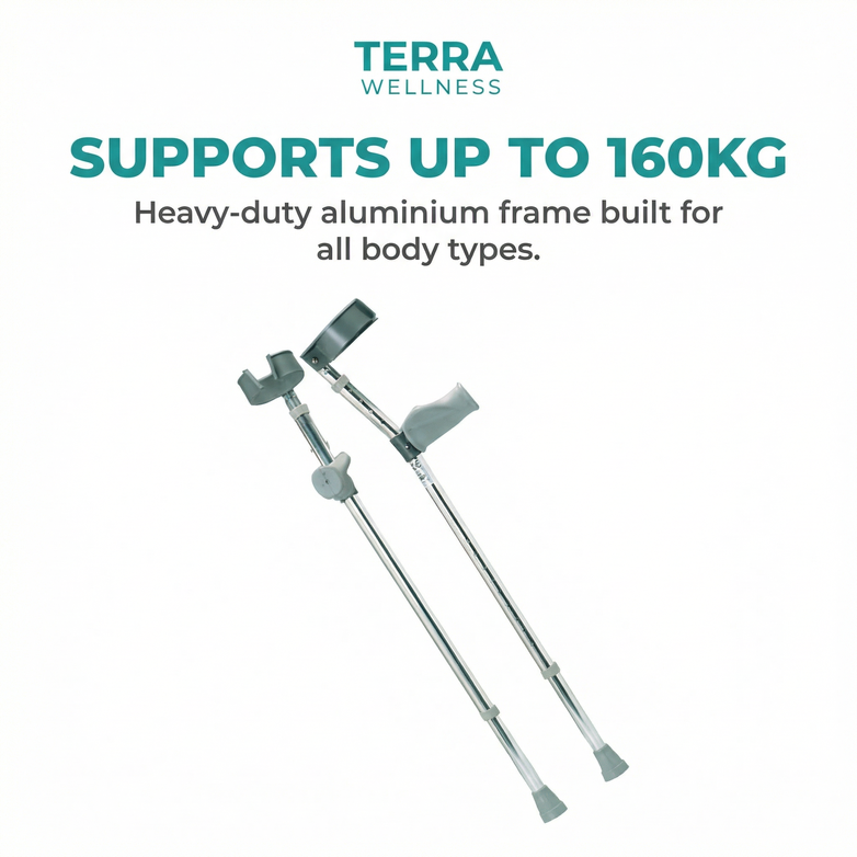Forearm Elbow Crutches (Pair) - Adjustable, Heavy-Duty Support up to 160kg