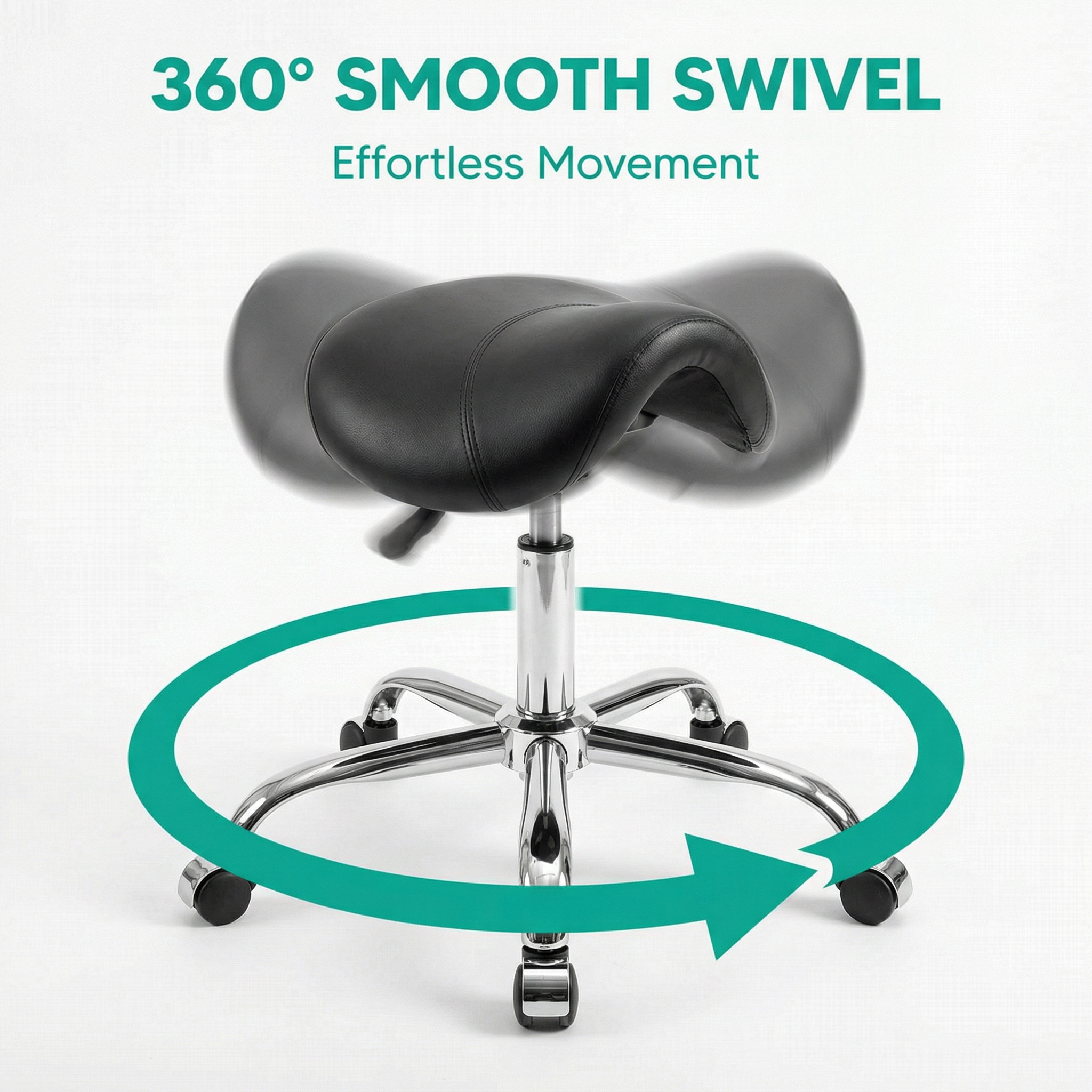 Saddle Stool - Salon Stool, Ergonomic Comfort, 360° Swivel