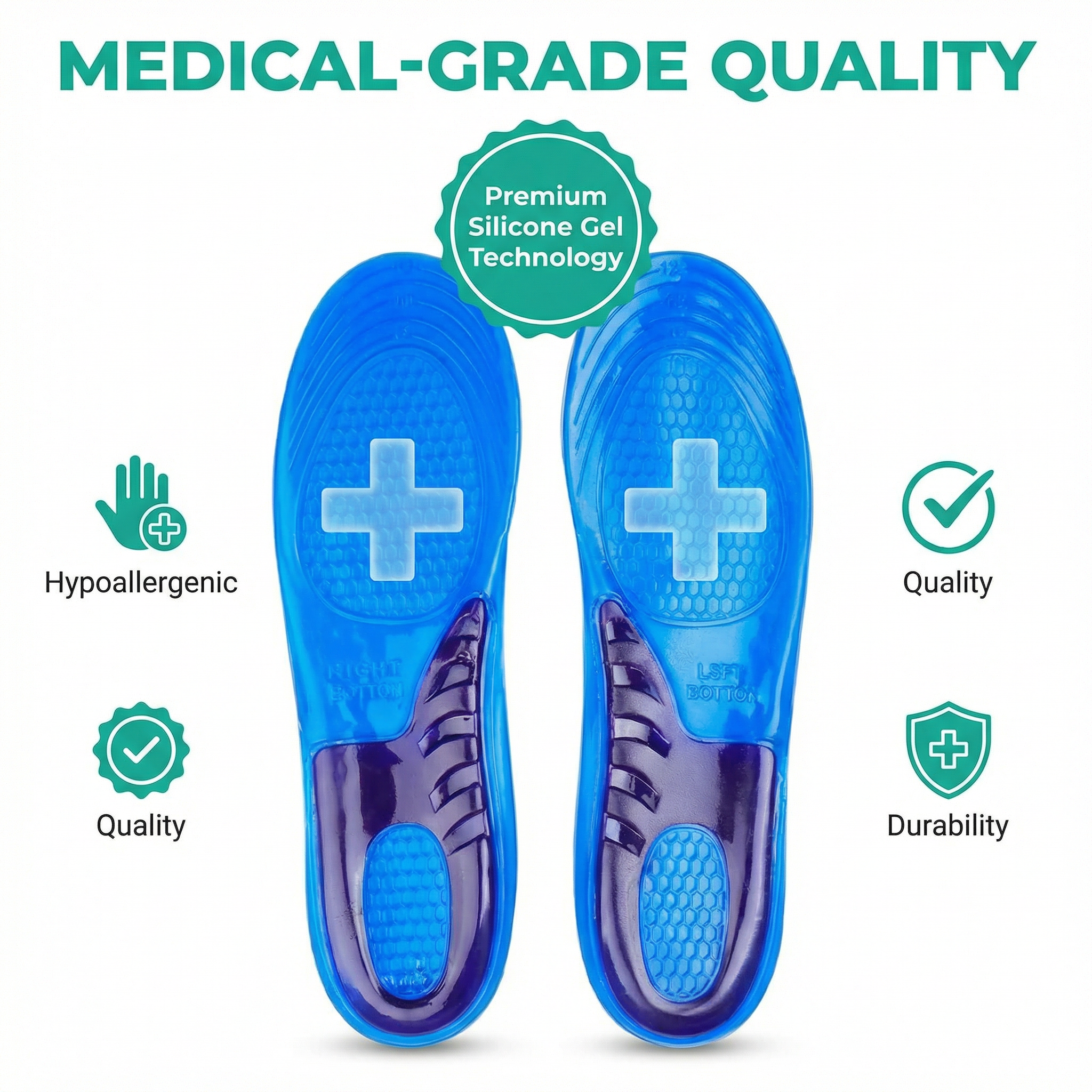 Massaging Gel Insoles - Relieve Foot Pain, Support All Day