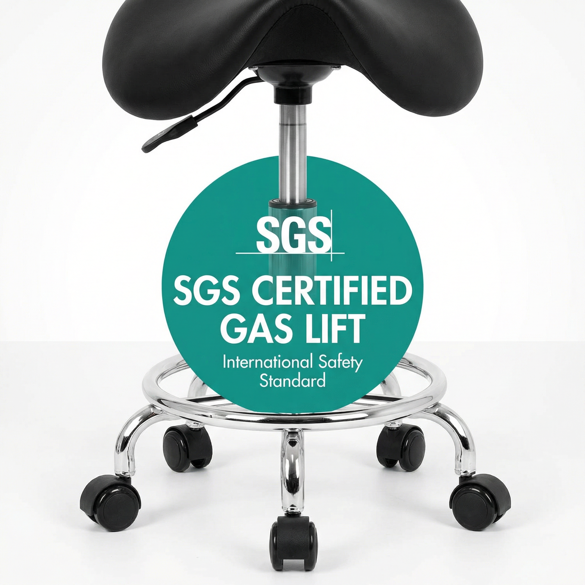 Saddle Stool - Salon Stool, Ergonomic Comfort, 360° Swivel