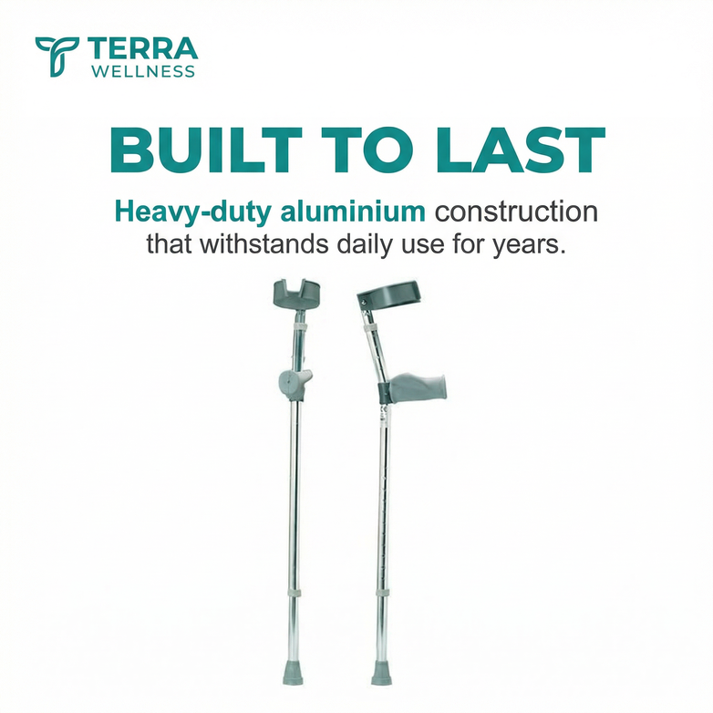 Forearm Elbow Crutches (Pair) - Adjustable, Heavy-Duty Support up to 160kg