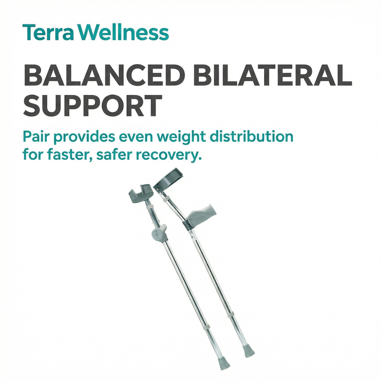 Forearm Elbow Crutches (Pair) - Adjustable, Heavy-Duty Support up to 160kg