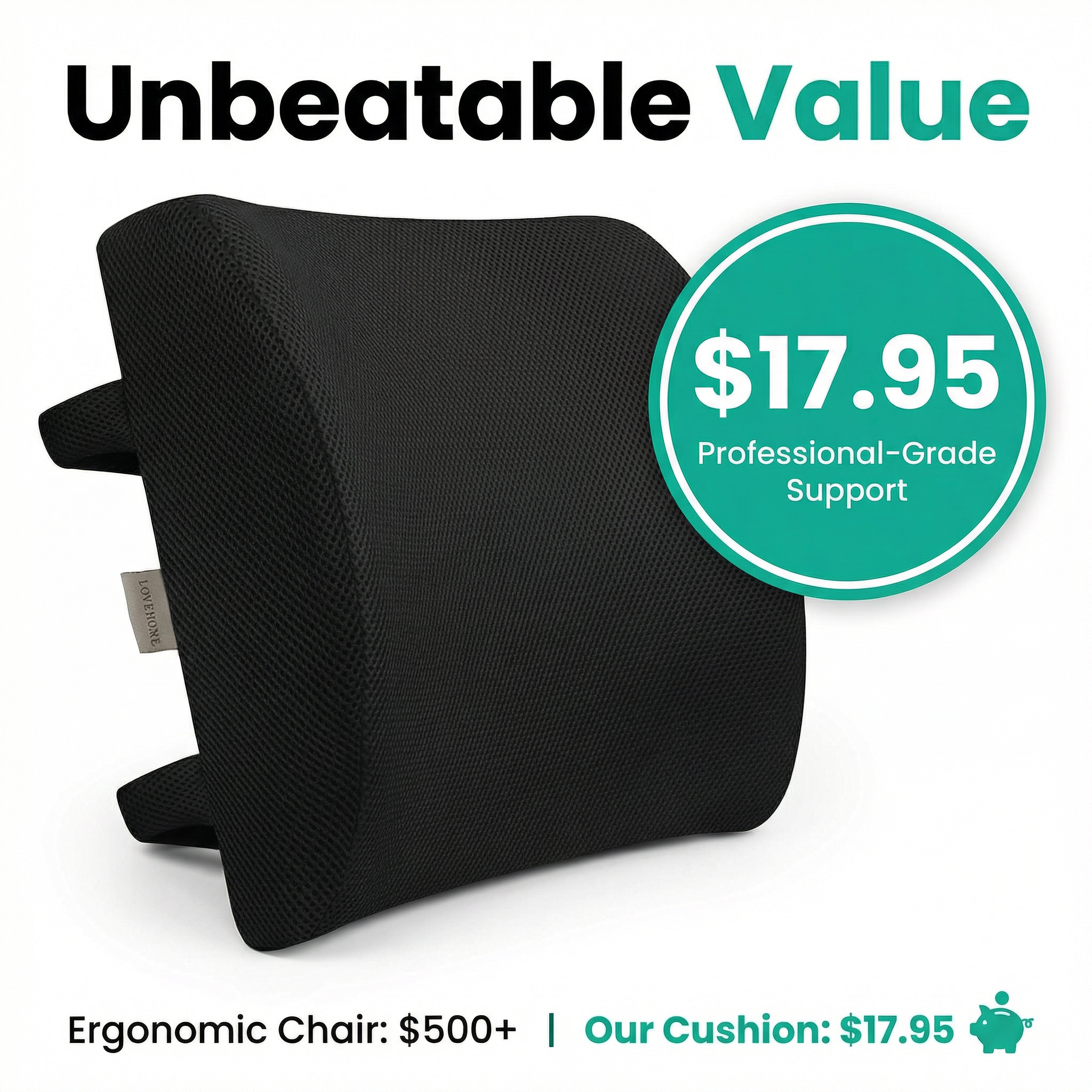 Lumbar Support Cushion - Relieve Back Pain, Improve Posture