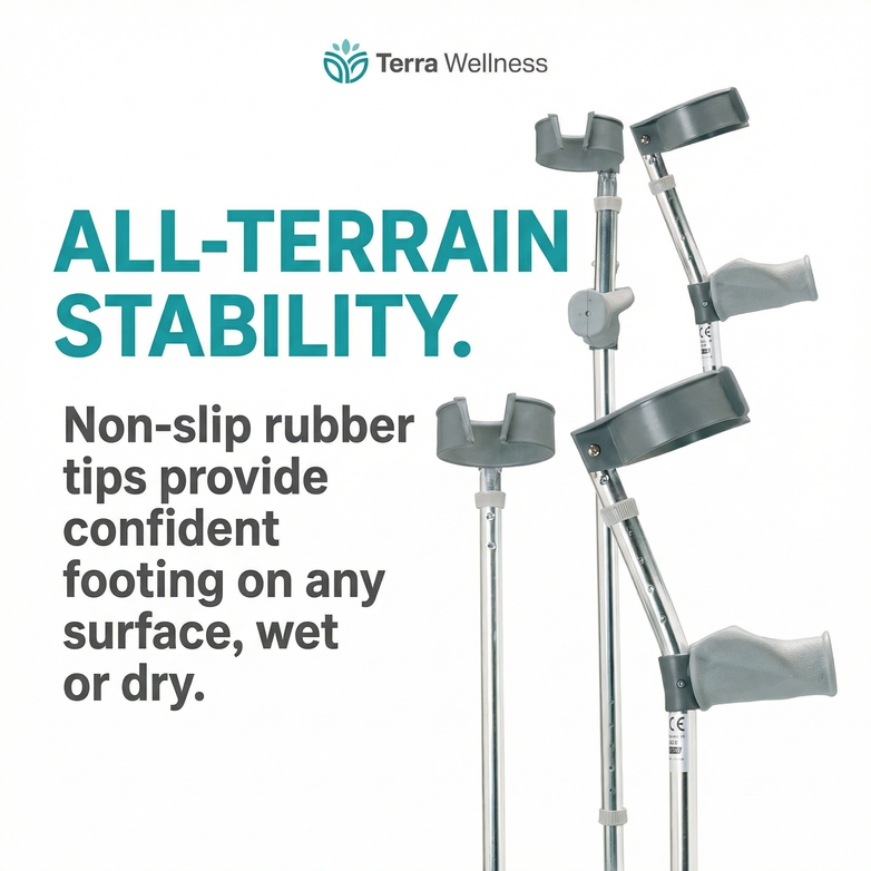 Forearm Elbow Crutches (Pair) - Adjustable, Heavy-Duty Support up to 160kg