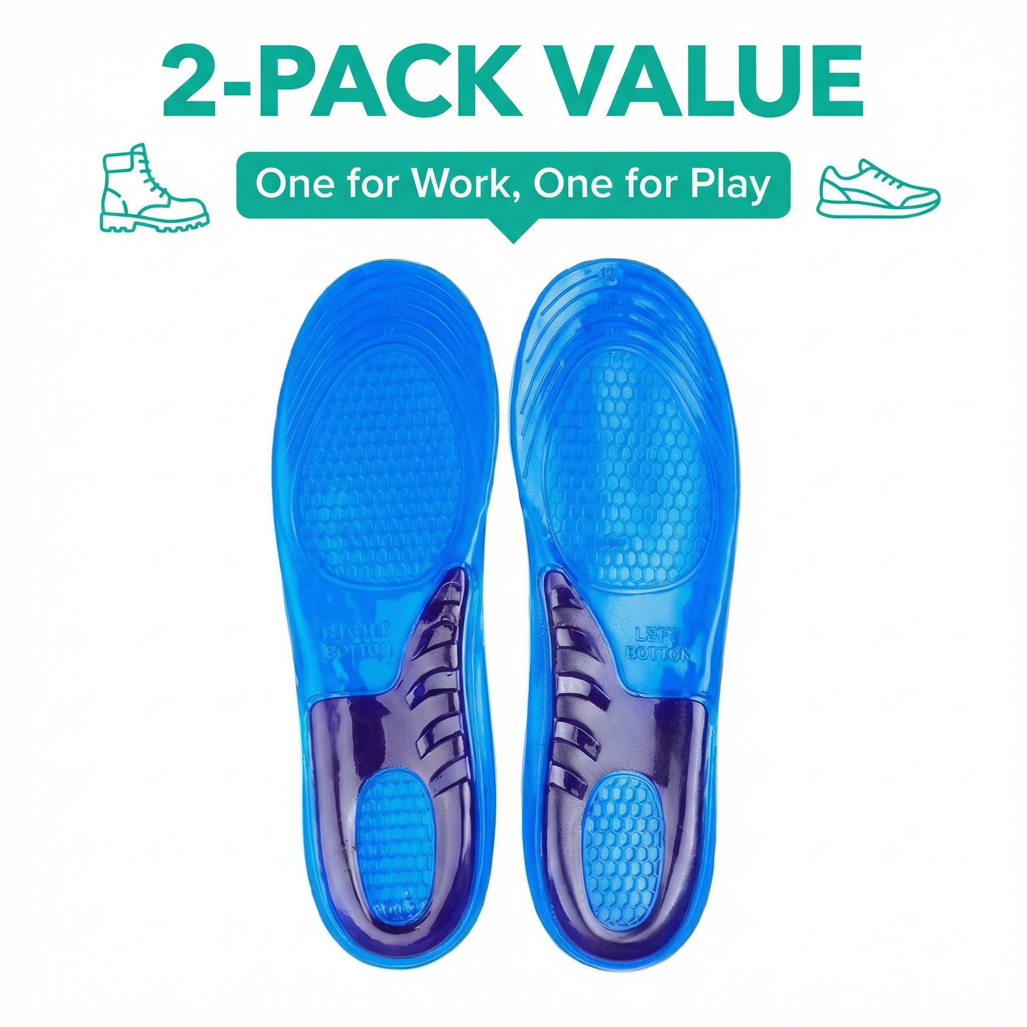 Massaging Gel Insoles - Relieve Foot Pain, Support All Day