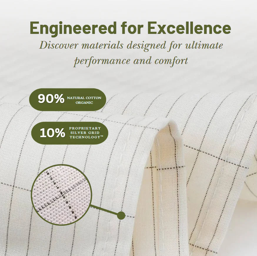 High-quality grounding sheet made from natural cotton and silver thread, designed for durability, conductivity, and improved sleep quality.