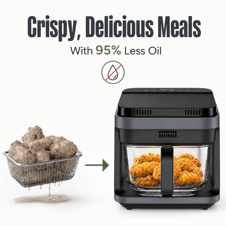 5.5L Glass Air Fryer - Healthy Choice, Reduce Oil.....