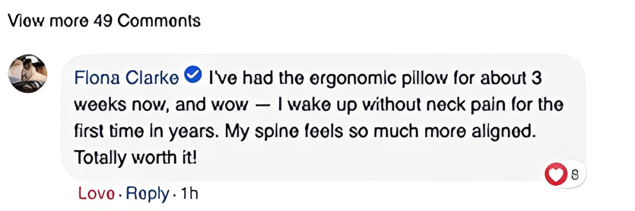 Customer reviews from verified Australian buyers praising Terra Wellness Ergonomic Pillow 2.0 for neck pain relief