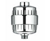 Stainless steel shower head filter with sleek design for chlorine removal, water softening, and easy inline installation