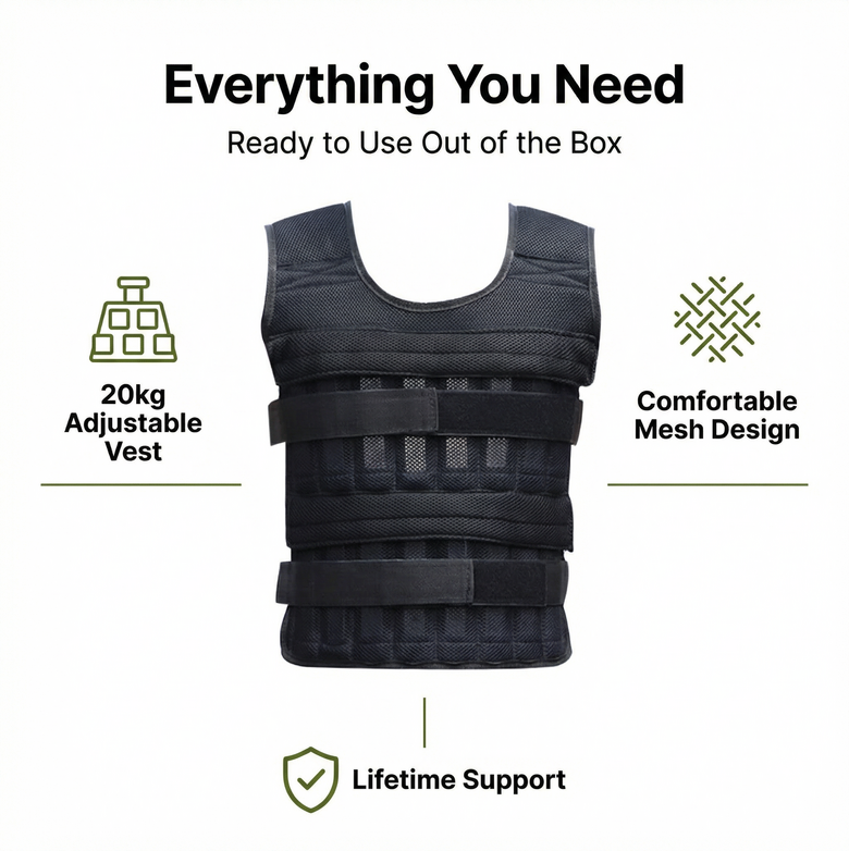 Weighted Vest 20kg - Build Strength, Burn More Calories