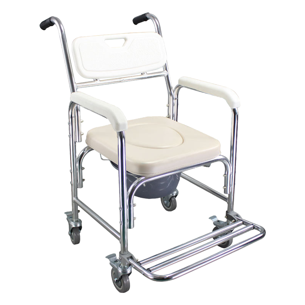 Commode Chair - Mobile Shower Chair, 3-in-1 Wheelchair, Smooth Easy Mobility