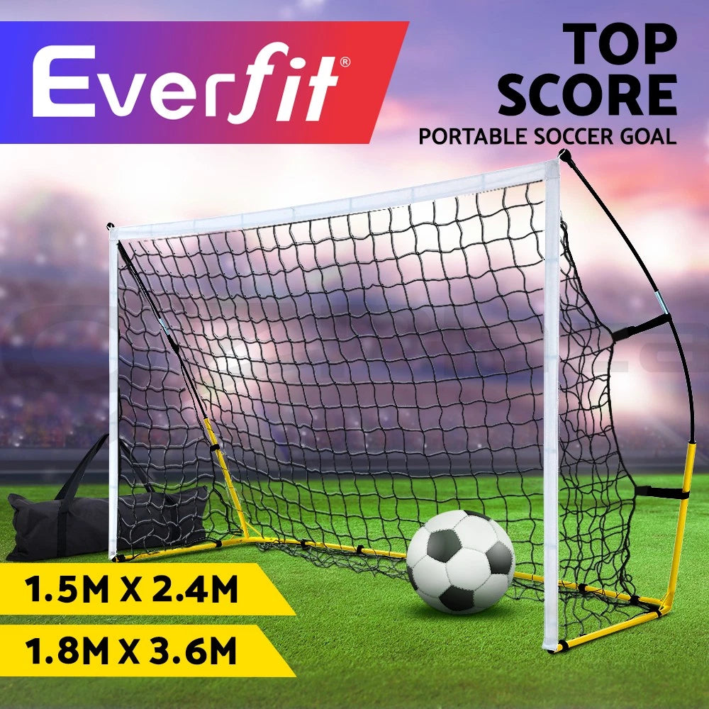 Portable soccer goal with Everfit branding, durable frame and net for backyard or training use