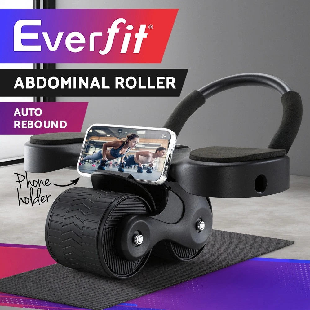 Ab roller core trainer with dual wheels and ergonomic handles designed for strength training and home workouts.