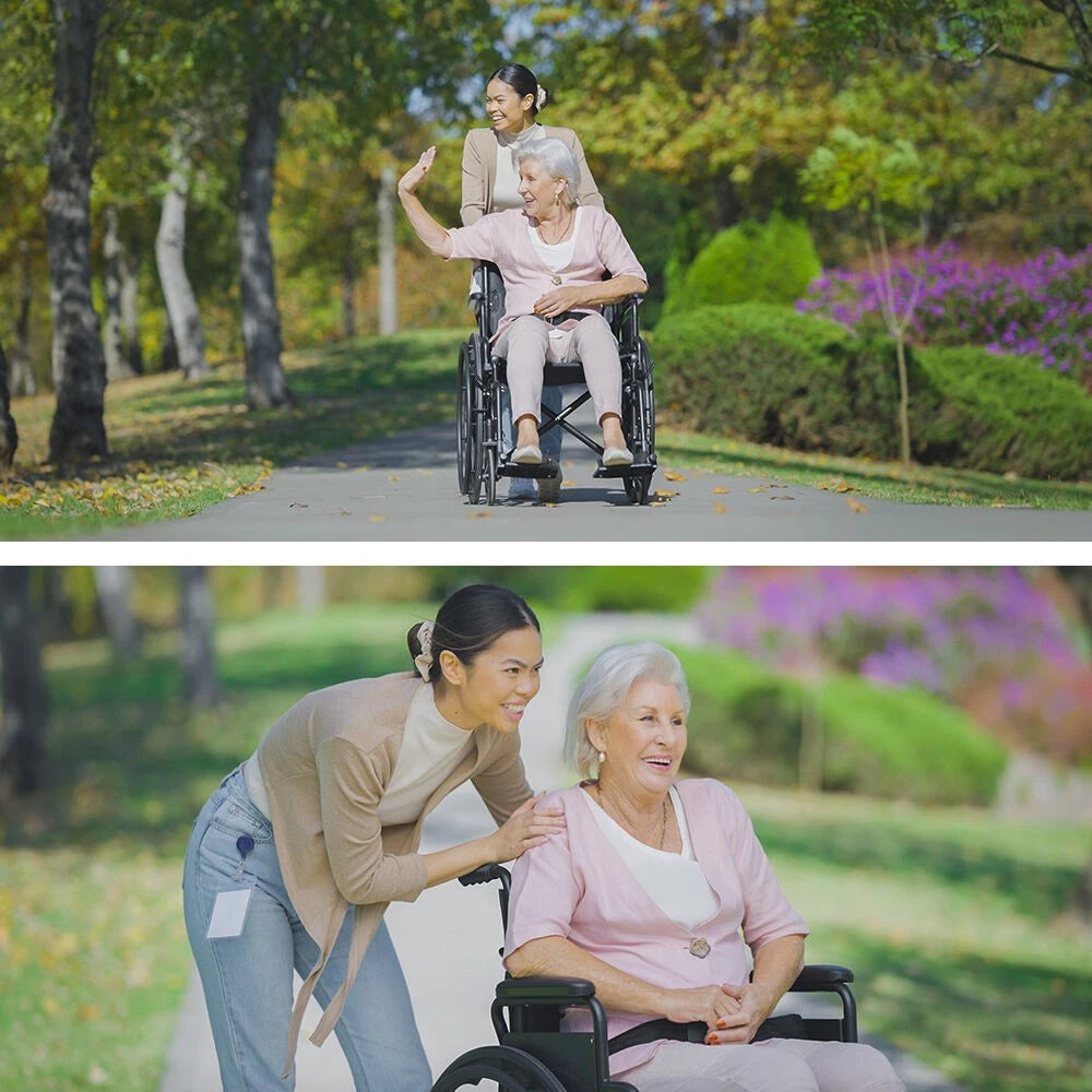 EQUPMED 24" Wheelchair - Folds For Easy Transport, Supports Up To 136kg