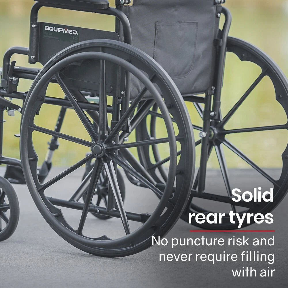 EQUPMED 24" Wheelchair - Folds For Easy Transport, Supports Up To 136kg
