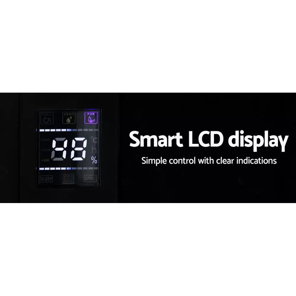 Smart LED display on a dehumidifier, providing real-time humidity levels and intuitive controls for easy operation.